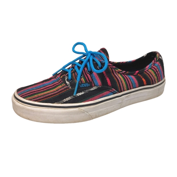 Vans Colorful Striped Classic Low Top Blue Lace Up Sneakers Women's Size 7.5 - Picture 8 of 8